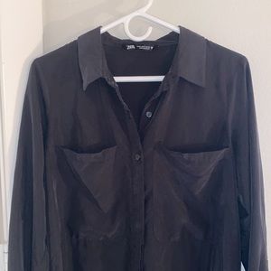Zara Extra-Long Button Up Shirt